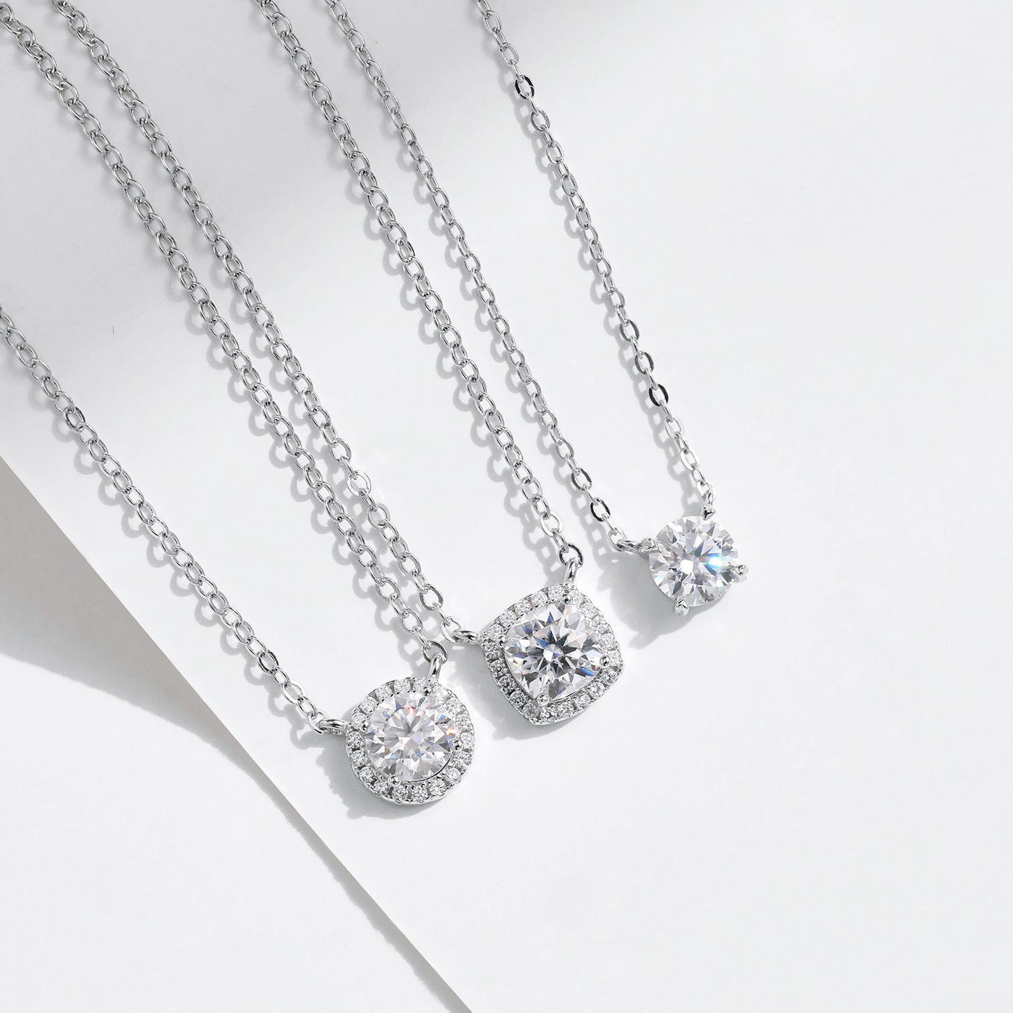 MODIAN 1 carat moissanite s925 sterling silver ins romantic geometric shiny necklace clavicle chain combination women