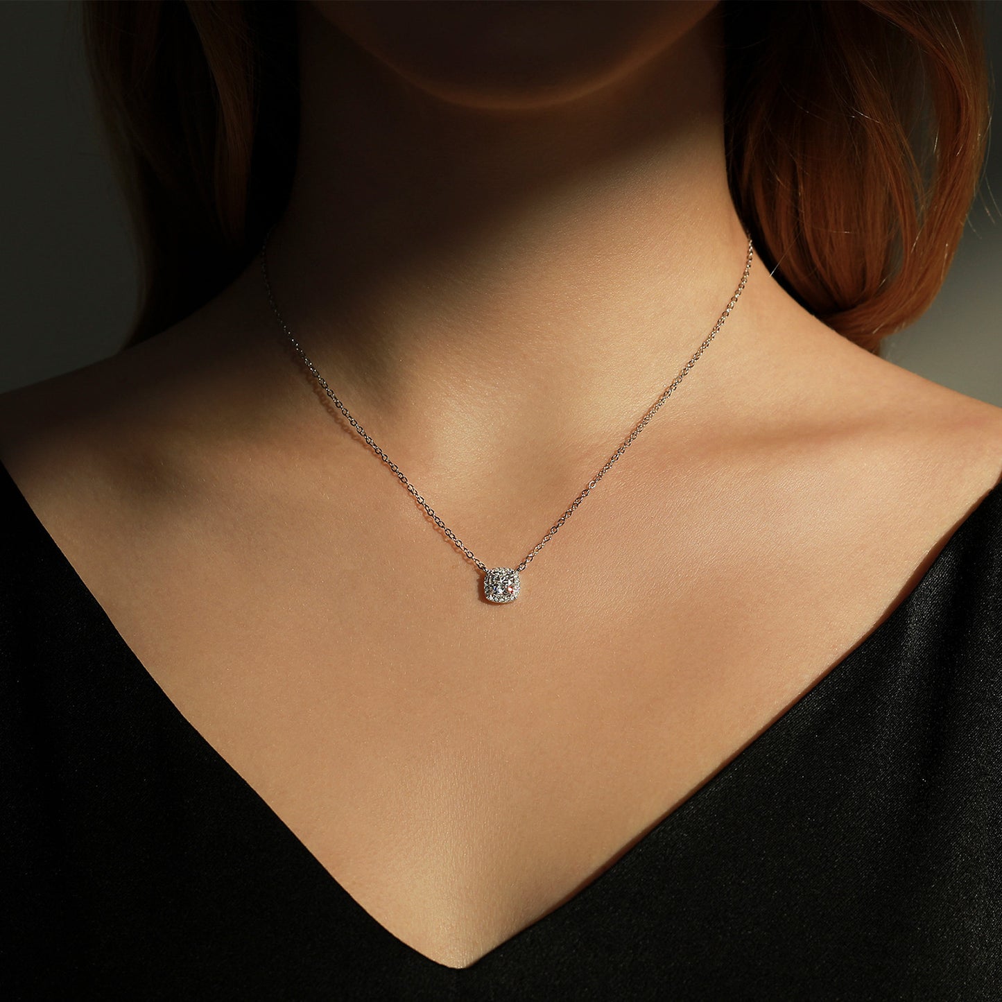 MODIAN 1 carat moissanite s925 sterling silver ins romantic geometric shiny necklace clavicle chain combination women