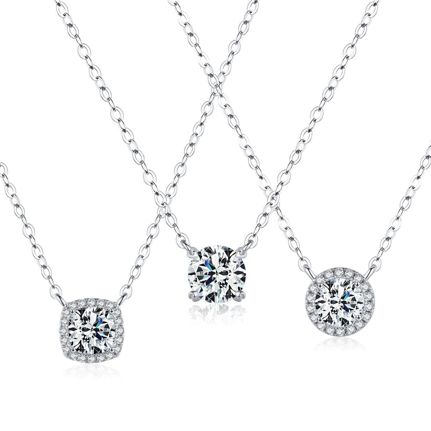 MODIAN 1 carat moissanite s925 sterling silver ins romantic geometric shiny necklace clavicle chain combination women